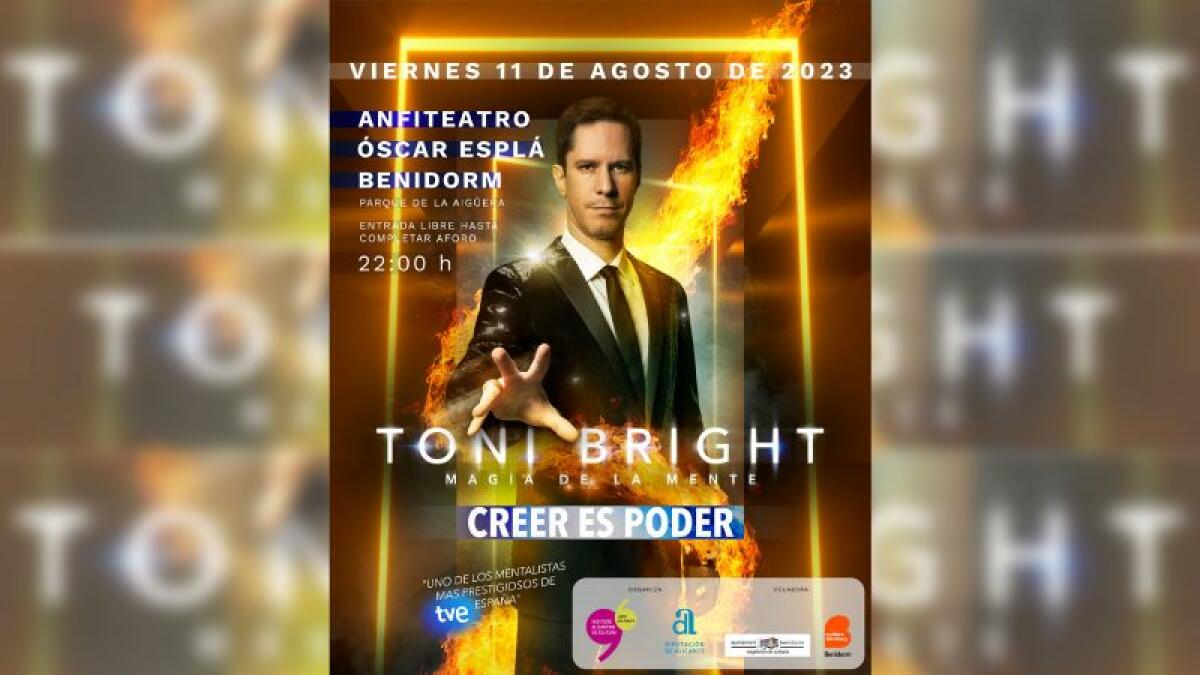 El anfiteatro Óscar Esplá acoge este viernes el espectáculo de magia del mentalista Toni Bright 