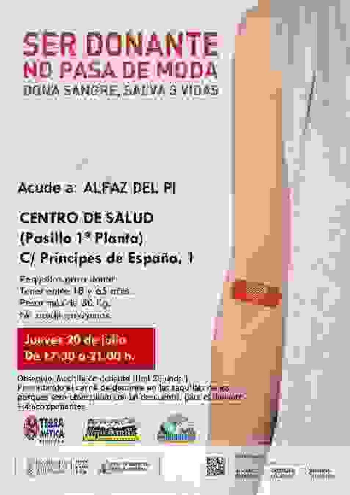 Campa&ntilde;a de donaci&oacute;n de sangre este jueves en el Centro de Salud de l&rsquo;Alf&agrave;s del Pi
