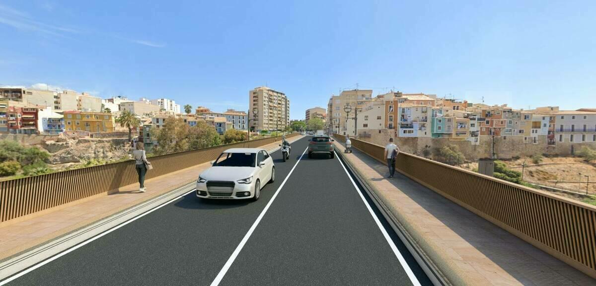 El puente sobre el río Amadorio en el centro urbano de Villajoyosa se ampliará un metro más de lo previsto en el proyecto de rehabilitación inicial