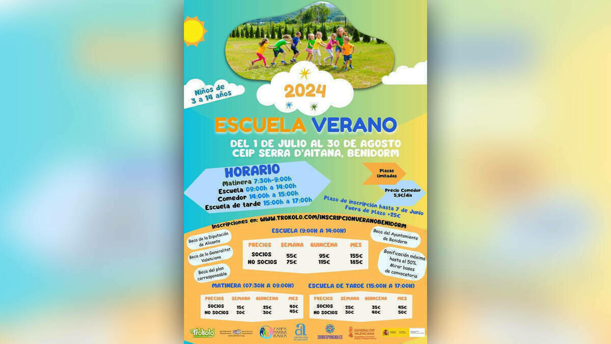 Benidorm organiza una nueva edición de la ‘Escuela de Verano’ que este año se desplaza al colegio Aitana