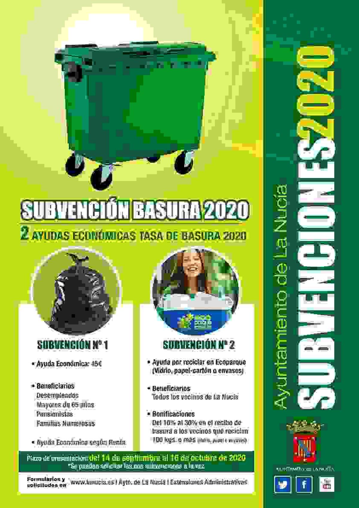 Mañana finaliza el plazo de la Subvención de la Basura y Reciclaje