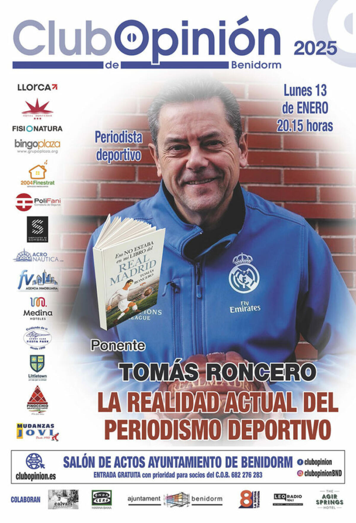 Próxima conferencia a cargo de D. Tomás Roncero, donde nos hablará de la realidad actual del periodismo deportivo 