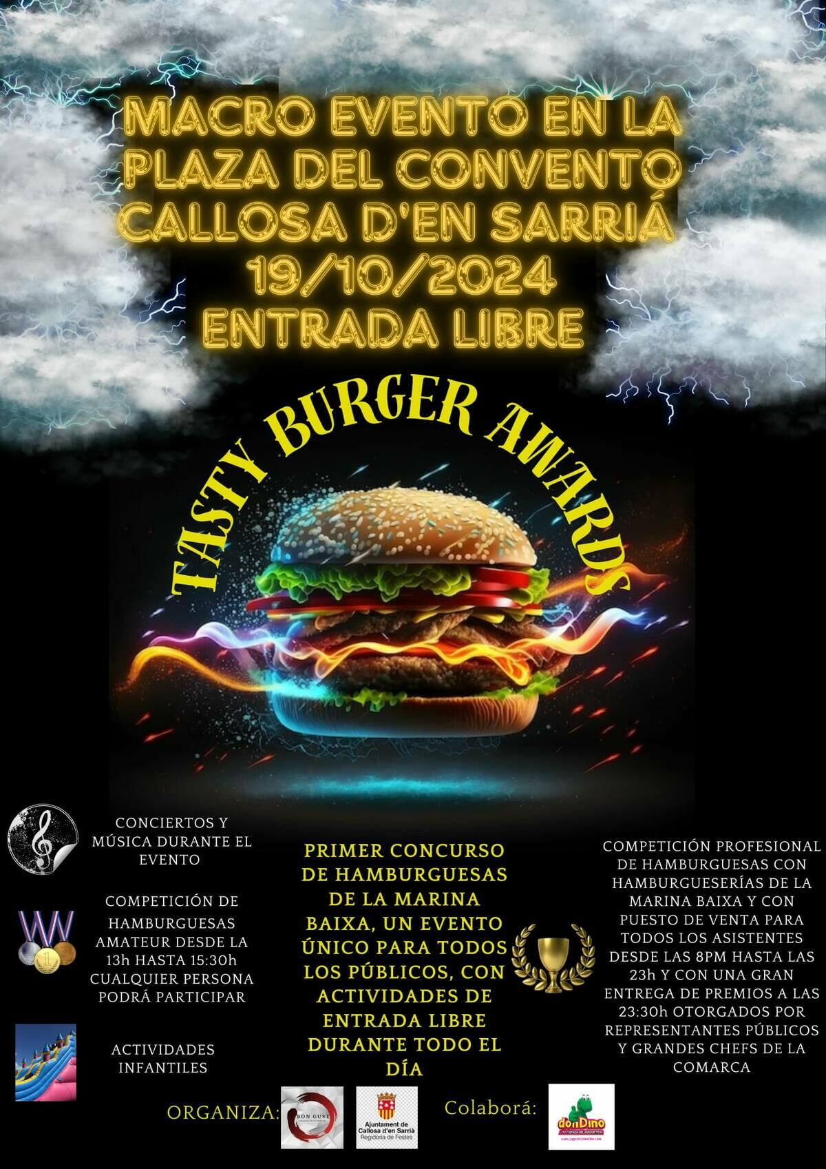 Si eres el mejor creando y cocinando hamburguesas, te esperamos en los BURGER TASTY AWARDS de Callosa d’en Sarrià