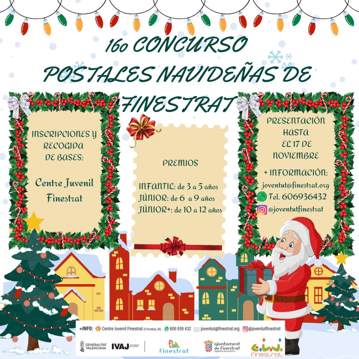 FINESTRAT CONVOCA EL XVI CONCURSO DE POSTALES NAVIDEÑAS PARA FOMENTAR LA CREATIVIDAD Y EL ESPÍRITU DE LA NAVIDAD ENTRE LA INFANCIA Y LA JUVENTUD LOCAL