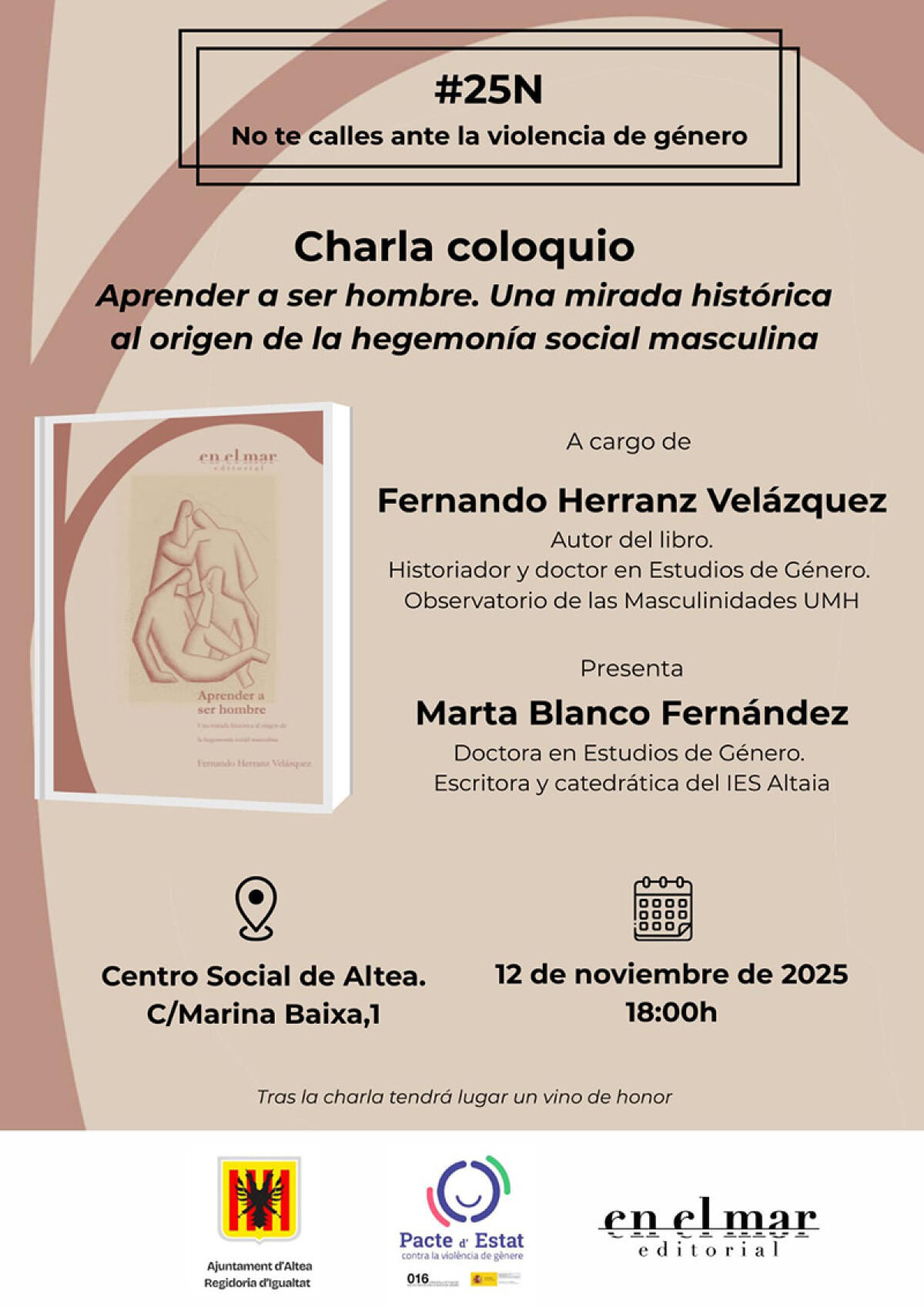 Igualdad inicia la agenda del 25N con la presentación y coloquio del libro ‘Aprender a ser hombre’ de Fernando Herranz