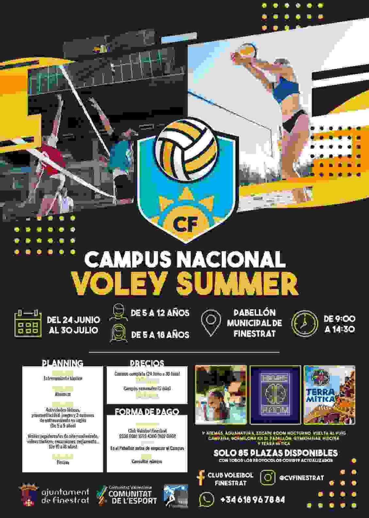 EL CLUB VOLEIBOL FINESTRAT ORGANIZA UN CAMPUS DE VERANO DEL 24 DE JUNIO AL 30 DE JULIO