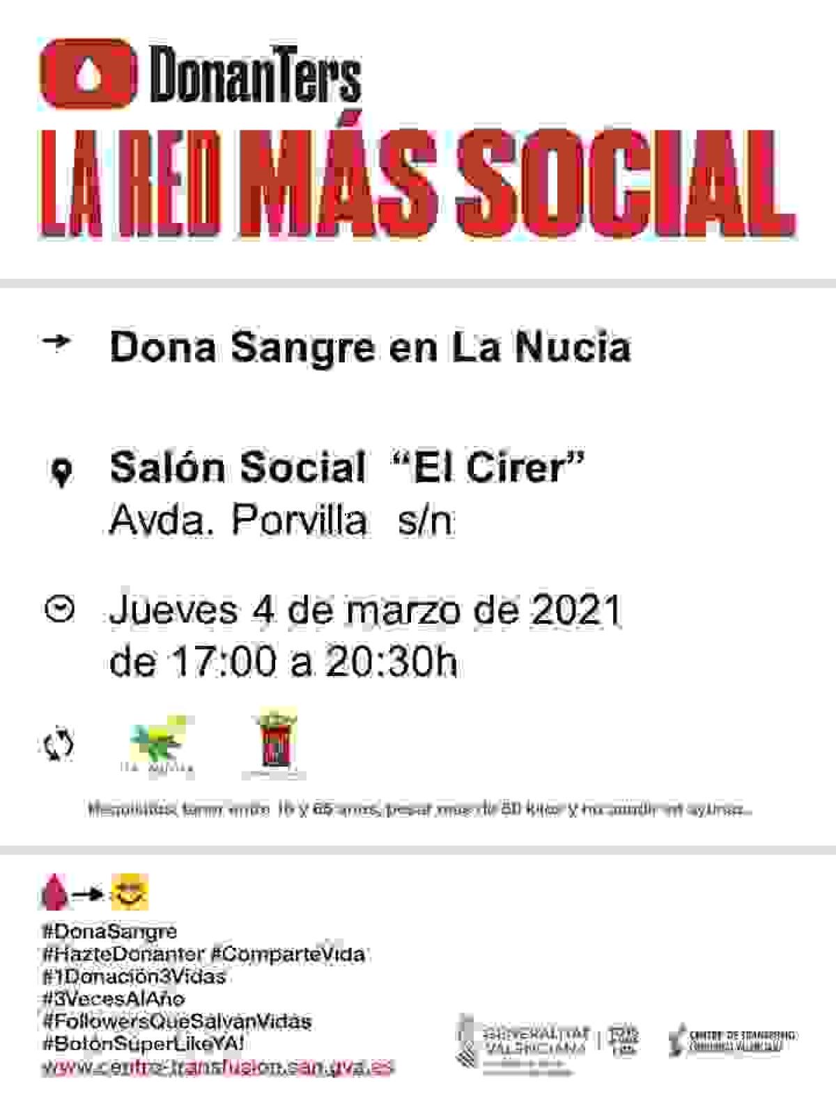 Mañana 4M Donación de Sangre en el Cirer