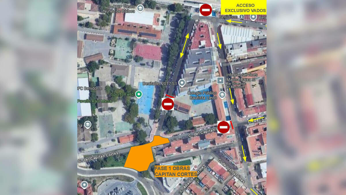 Movilidad informa de los cortes de tráfico por las obras de renovación de infraestructuras en la calle Capitán Cortés