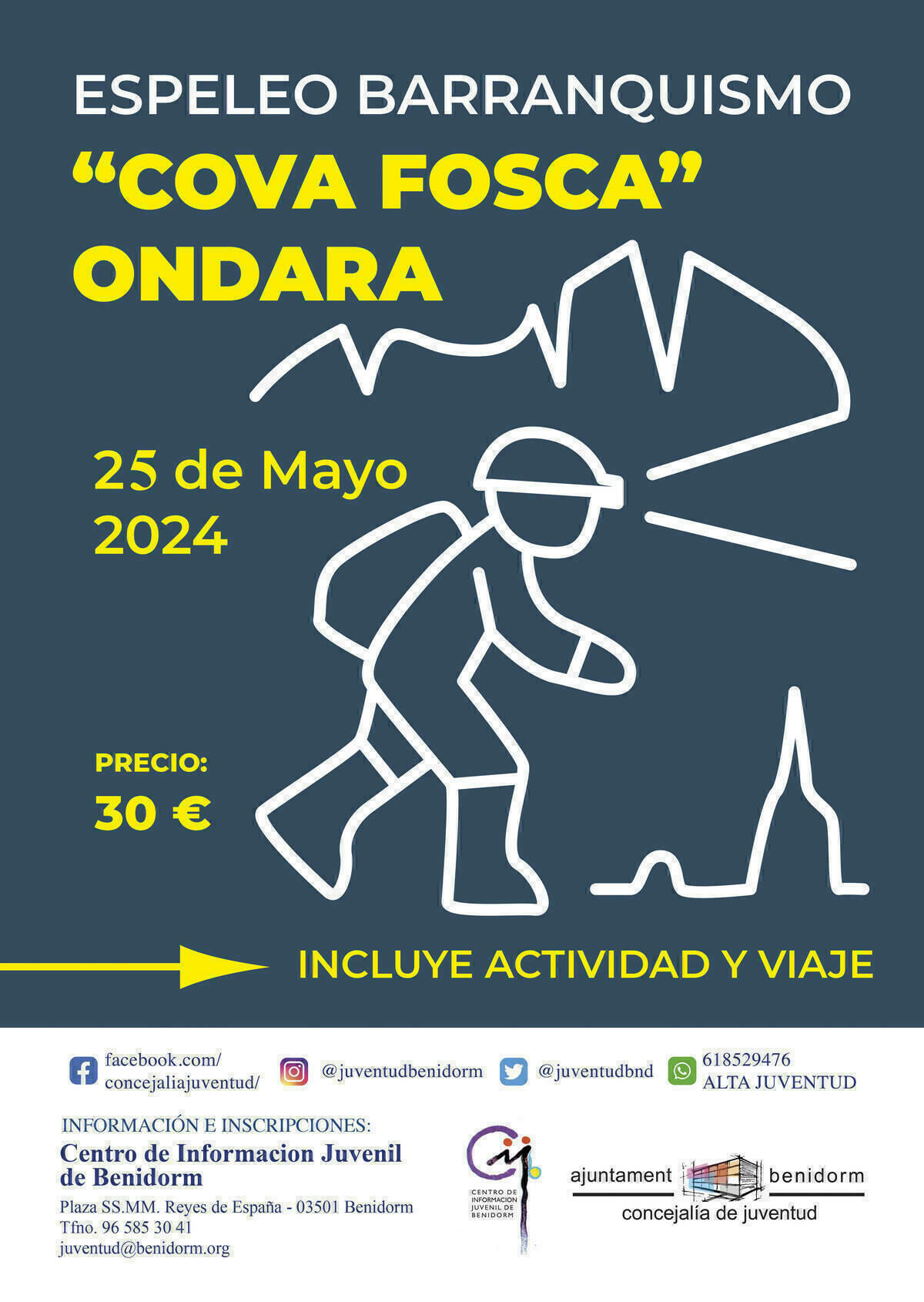 Juventud organiza una jornada para practicar espeleobarranquismo en la Cova Fosca de Ondara 