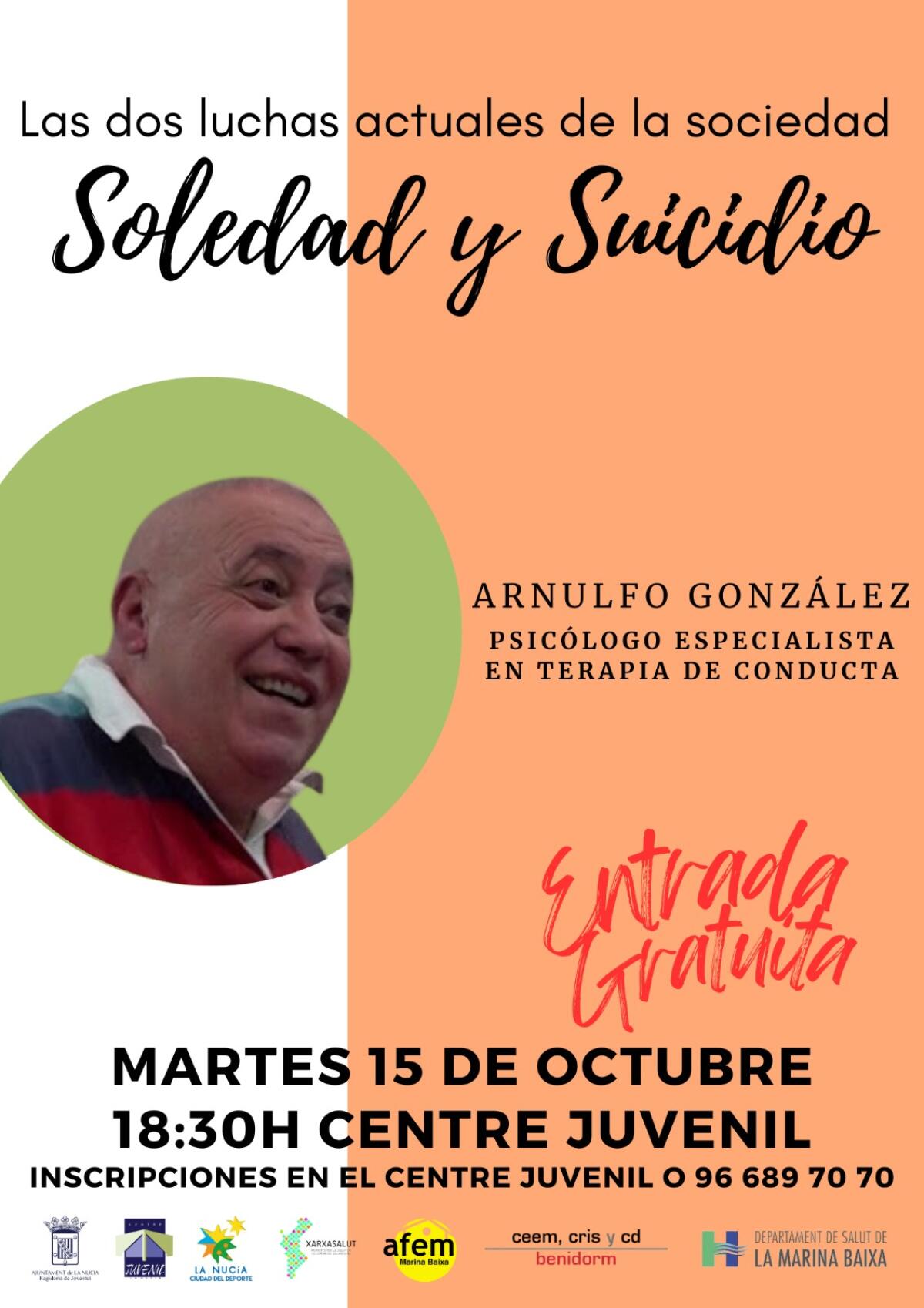 Charla sobre “soledad y suicidio” el próximo martes en el Centre Juvenil