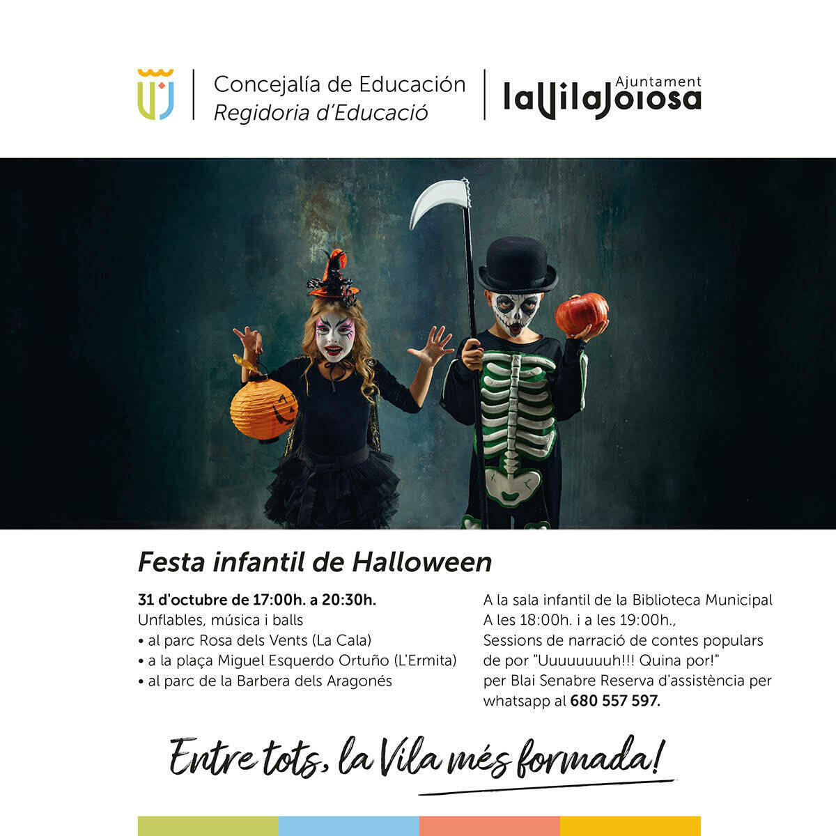 El Ayuntamiento de Villajoyosa organiza tres fiestas infantiles de Halloween para los más pequeños en diversas localizaciones del municipio