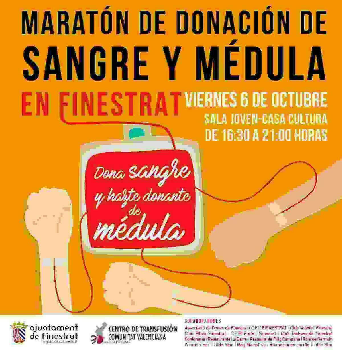 Finestrat celebra una marat&oacute;n de donaci&oacute;n de sangre y de m&eacute;dula el viernes 6 de octubre en la Pla&ccedil;a de la Uni&oacute; Europea