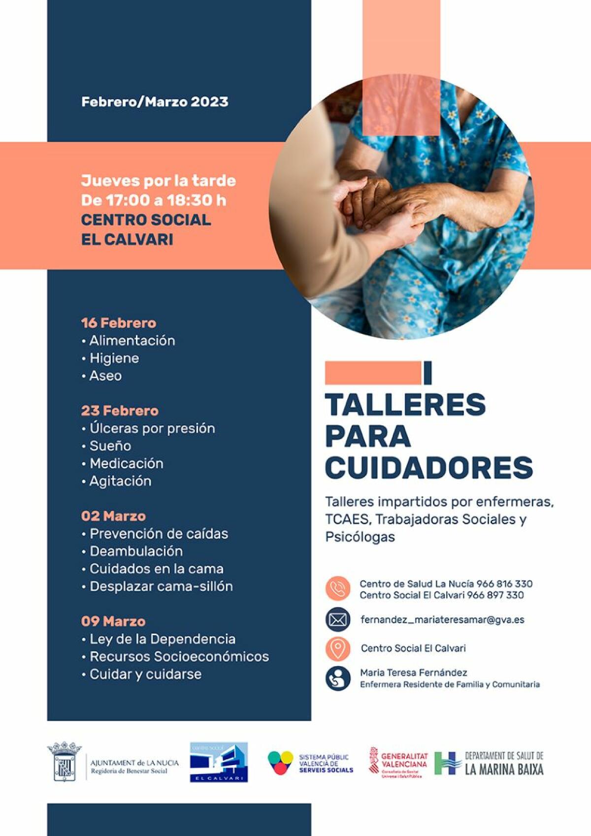 Tercera sesión de los “Talleres gratuitos para Cuidadores” mañana por la tarde