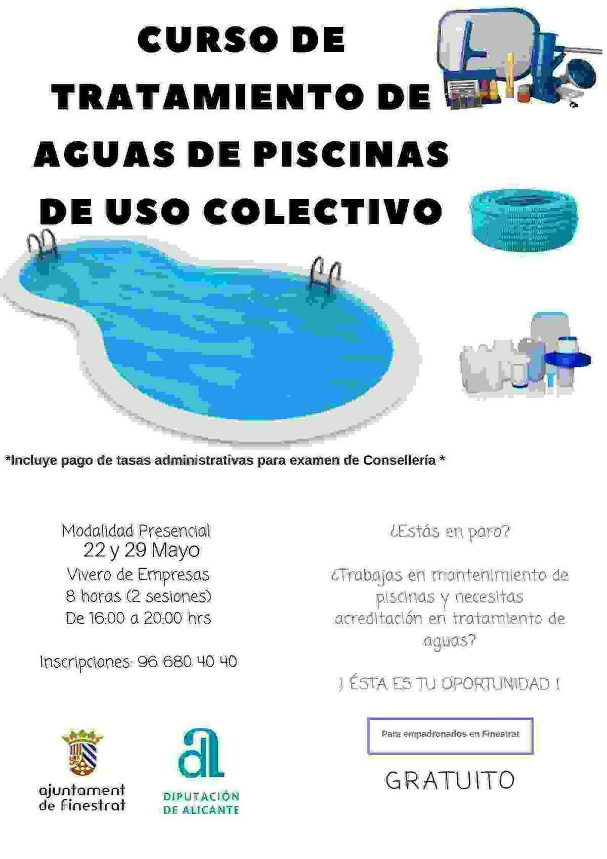 Finestrat celebra un curso de formaci&oacute;n para lograr la acreditaci&oacute;n en tratamiento de aguas de piscinas de uso colectivo