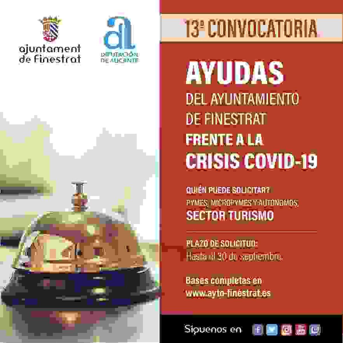 13ª convocatoria ayudas frente a la crisis covid-19 EL AYUNTAMIENTO LANZA LA 13ª CONVOCATORIA DE AYUDAS DESTINADAS DE MANERA ESPECÍFICA AL SECTOR TURÍSTICO 