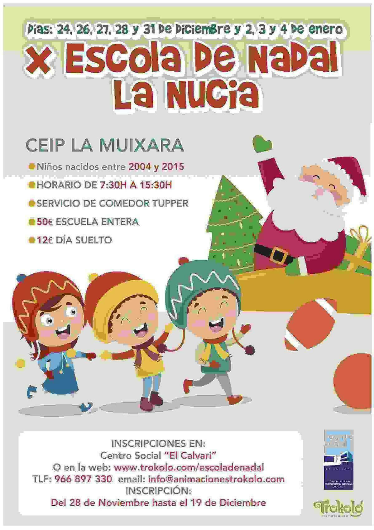 La X Escola de Nadal de La Nuc&iacute;a abre ma&ntilde;ana el plazo de inscripciones  