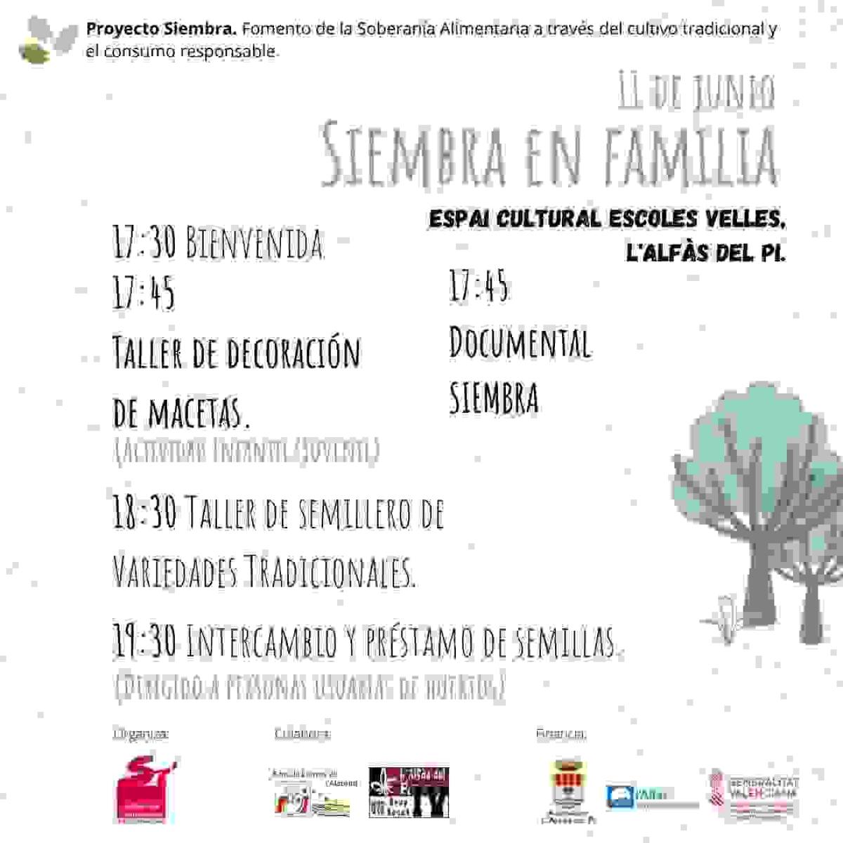 Este viernes puedes disfrutar de la actividad ‘Siembra en familia’ en el Espai Cultural Escoles Velles