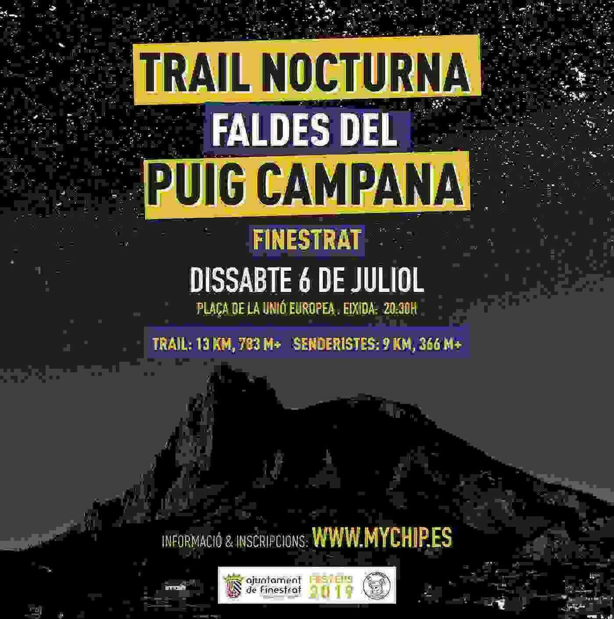 Cerca de 400 inscritos en la “Trail Nocturna Puig Campana” que se celebra este sábado en Finestrat