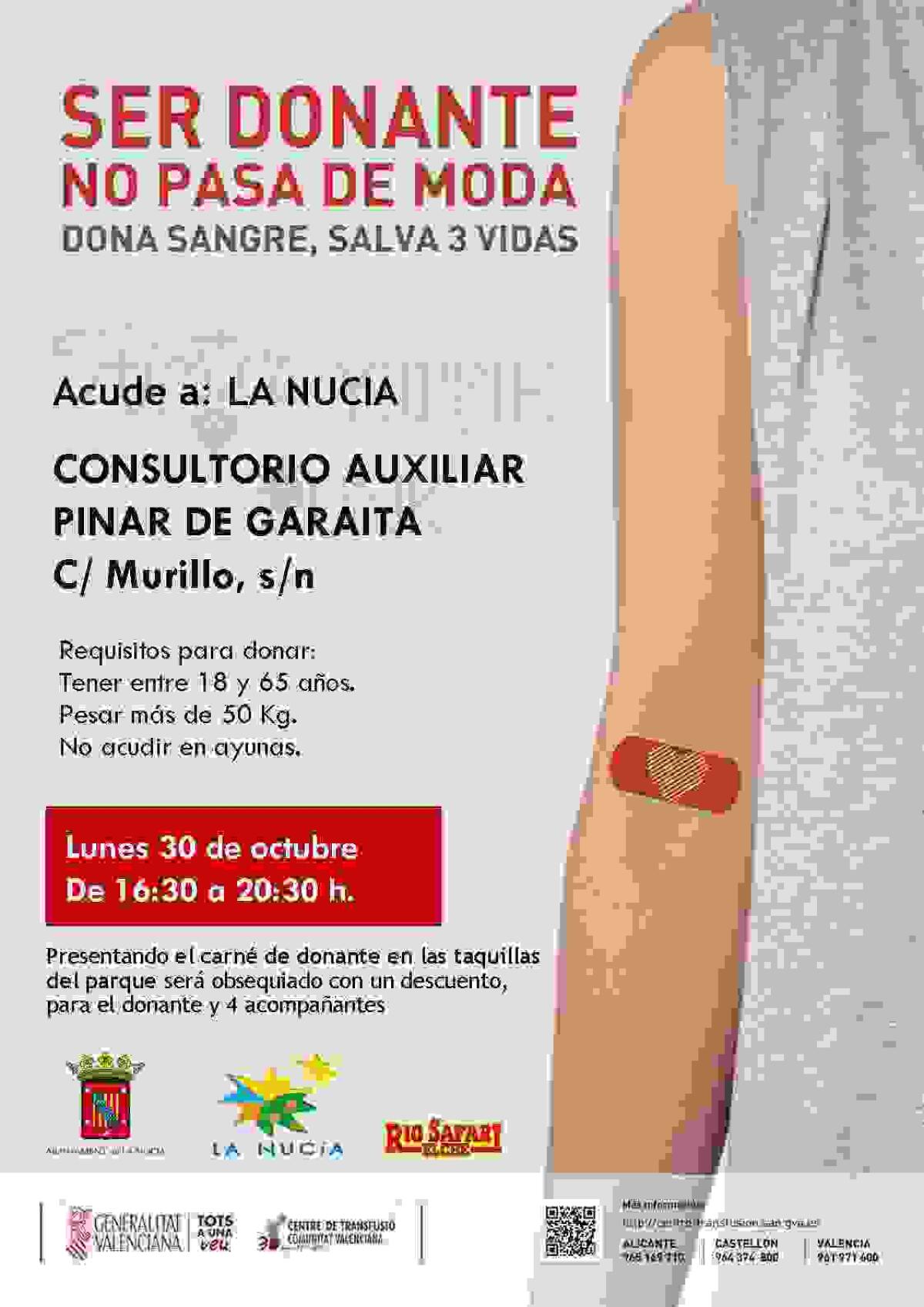 La Nuc&iacute;a &middot; El pr&oacute;ximo lunes Donaci&oacute;n de Sangre en el Consultorio de Pinar de Garaita