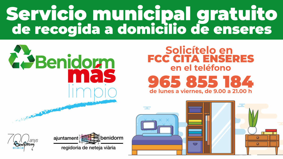 M&aacute;s del 55% de los enseres de Benidorm se sacan a la calle sin concertar el servicio gratuito de recogida