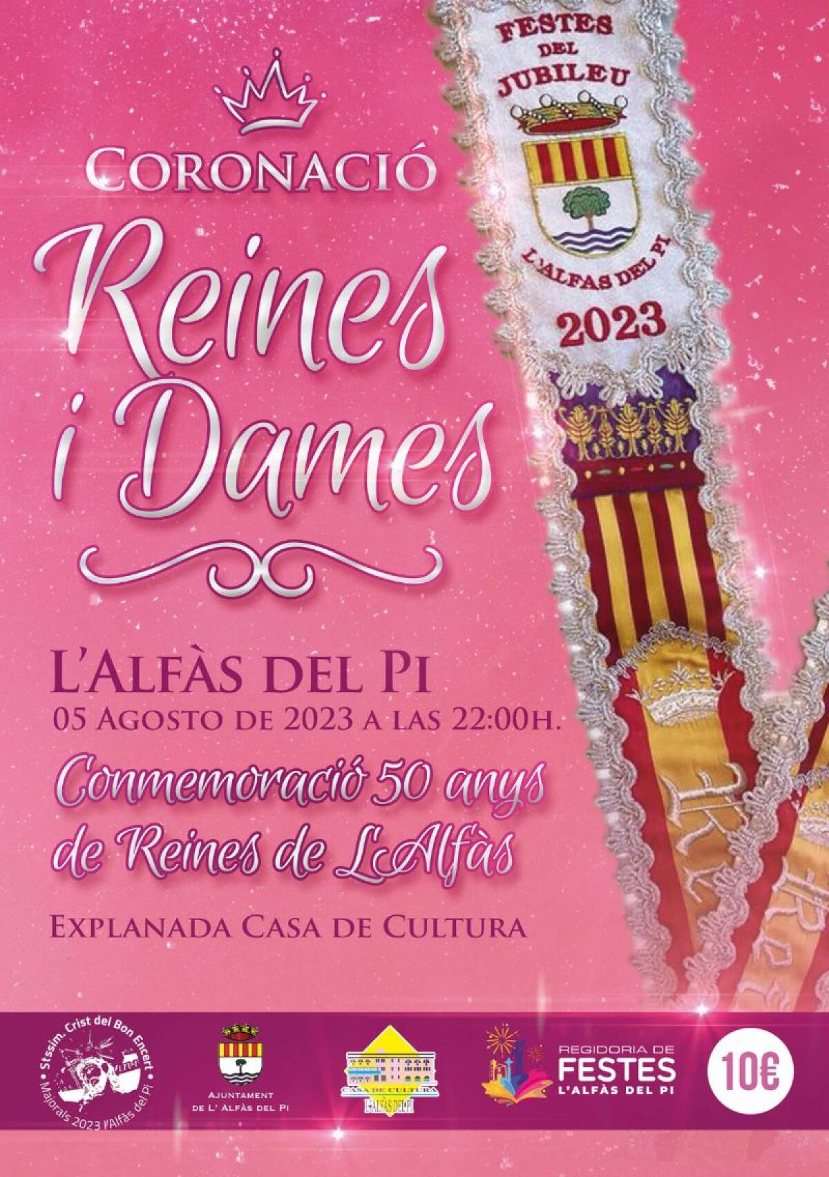 L’Alfàs celebrará el acto de coronación de reinas y damas el sábado 5 de agosto en la explanada de la Casa de Cultura