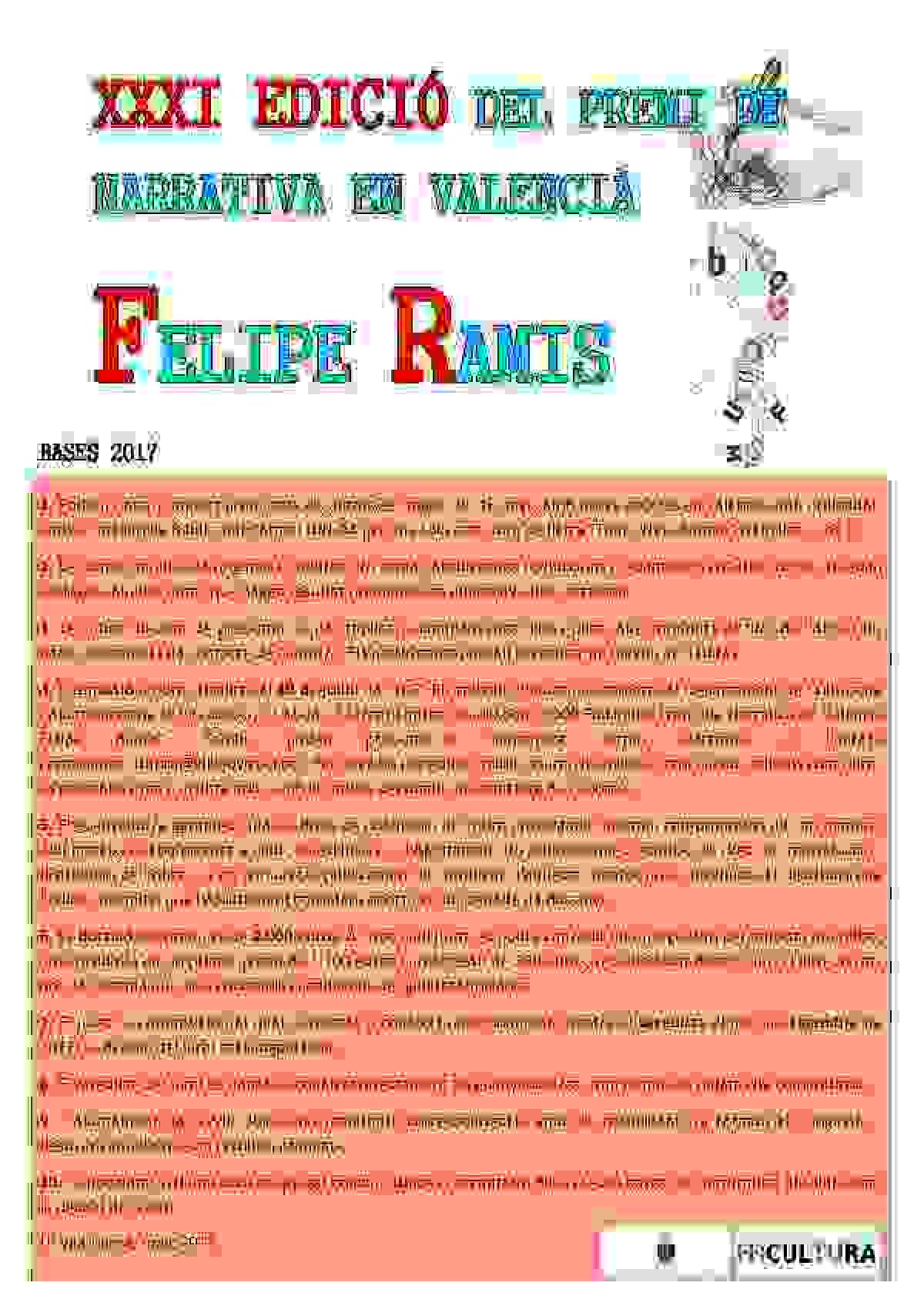 La Vila Joiosa convoca el premio de narrativa en valenciano &lsquo;Felipe Ramis&rsquo;