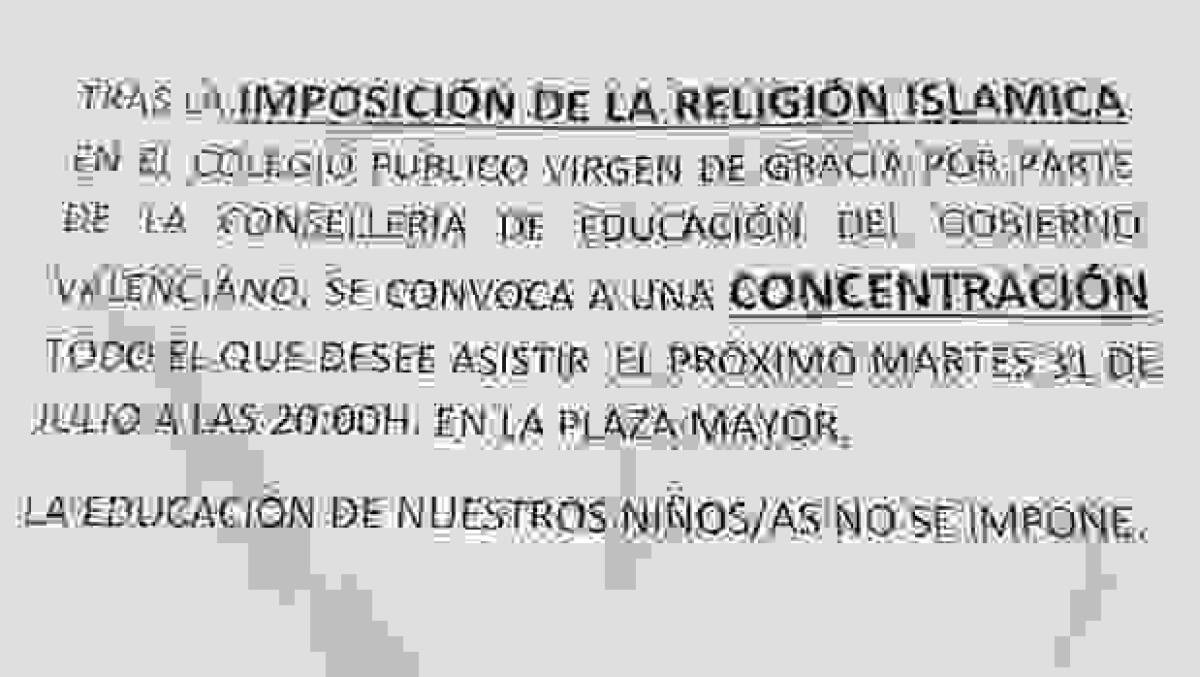 Convocan una protesta contra la &laquo;imposici&oacute;n&raquo; de la religi&oacute;n isl&aacute;mica en un colegio de Castell&oacute;n