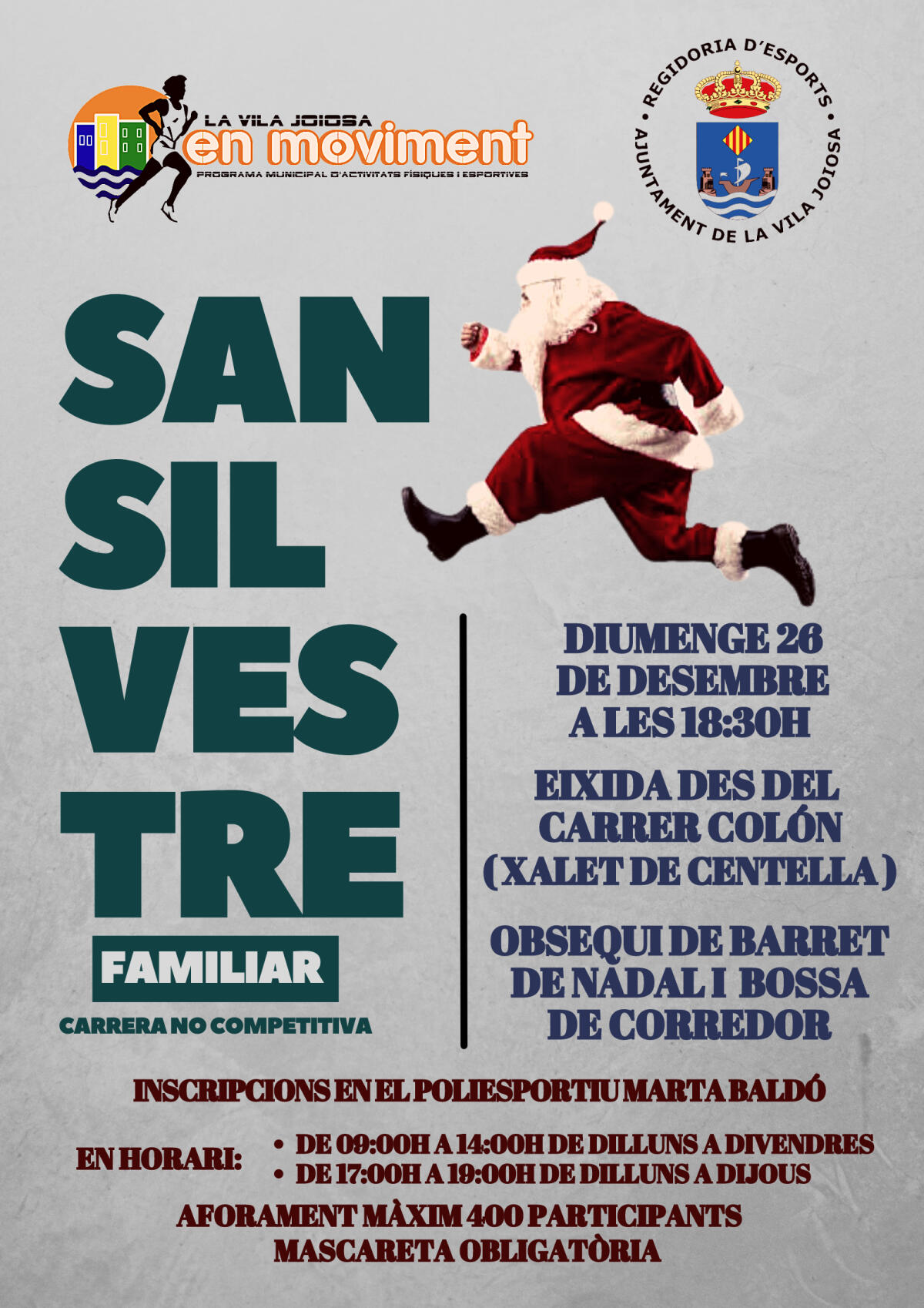 Deportes organiza la IV San Silvestre familiar de la Vila Joiosa para cerrar 2021