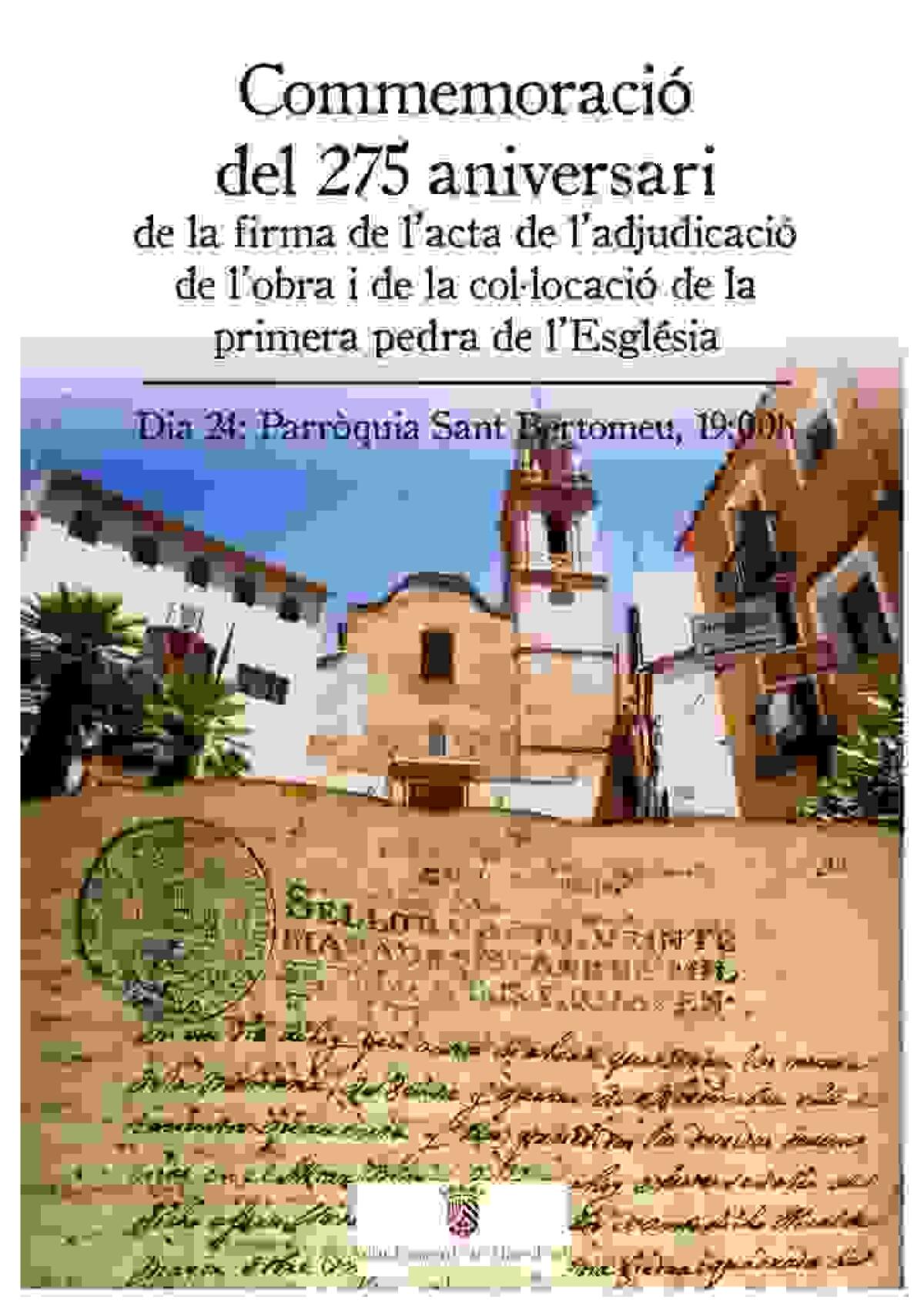 Finestrat conmemora este s&aacute;bado el 275 aniversario de la colocaci&oacute;n de la 1&ordf; piedra de su iglesia