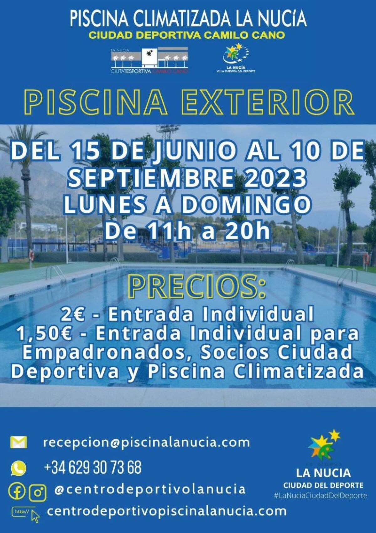 La Piscina al aire libre abre sus puertas el próximo jueves 