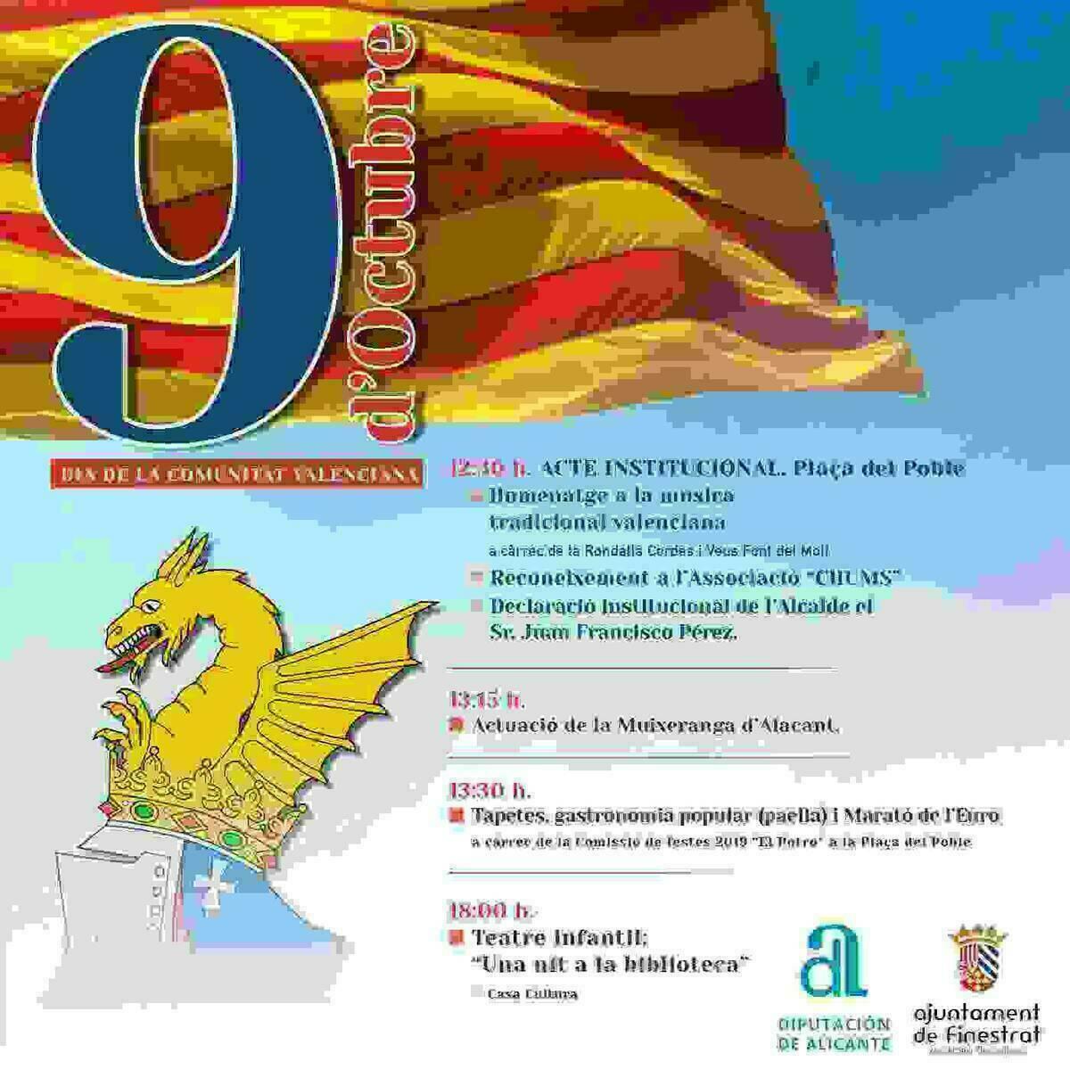 Finestrat conmemora el &ldquo;Nou d'Octubre&rdquo; con un homenaje a la m&uacute;sica valenciana m&aacute;s tradicional