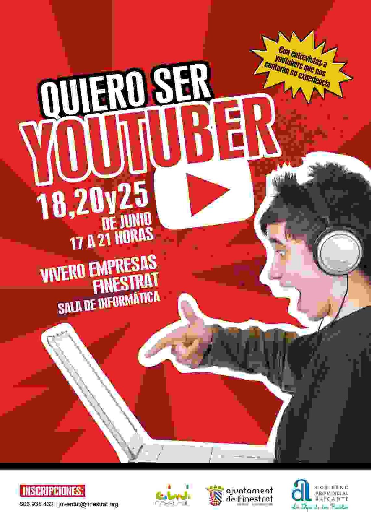 &Uacute;ltimas plazas para participar en el taller &ldquo;quiero ser  youtuber&rdquo; que organiza la concejal&iacute;a de Juventud de Finestrat 