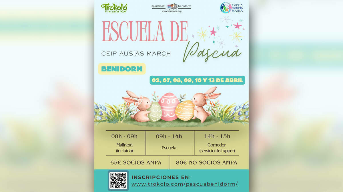 Benidorm organiza la &lsquo;Escuela de Pascua&rsquo; para facilitar la conciliaci&oacute;n durante las vacaciones de Semana Santa