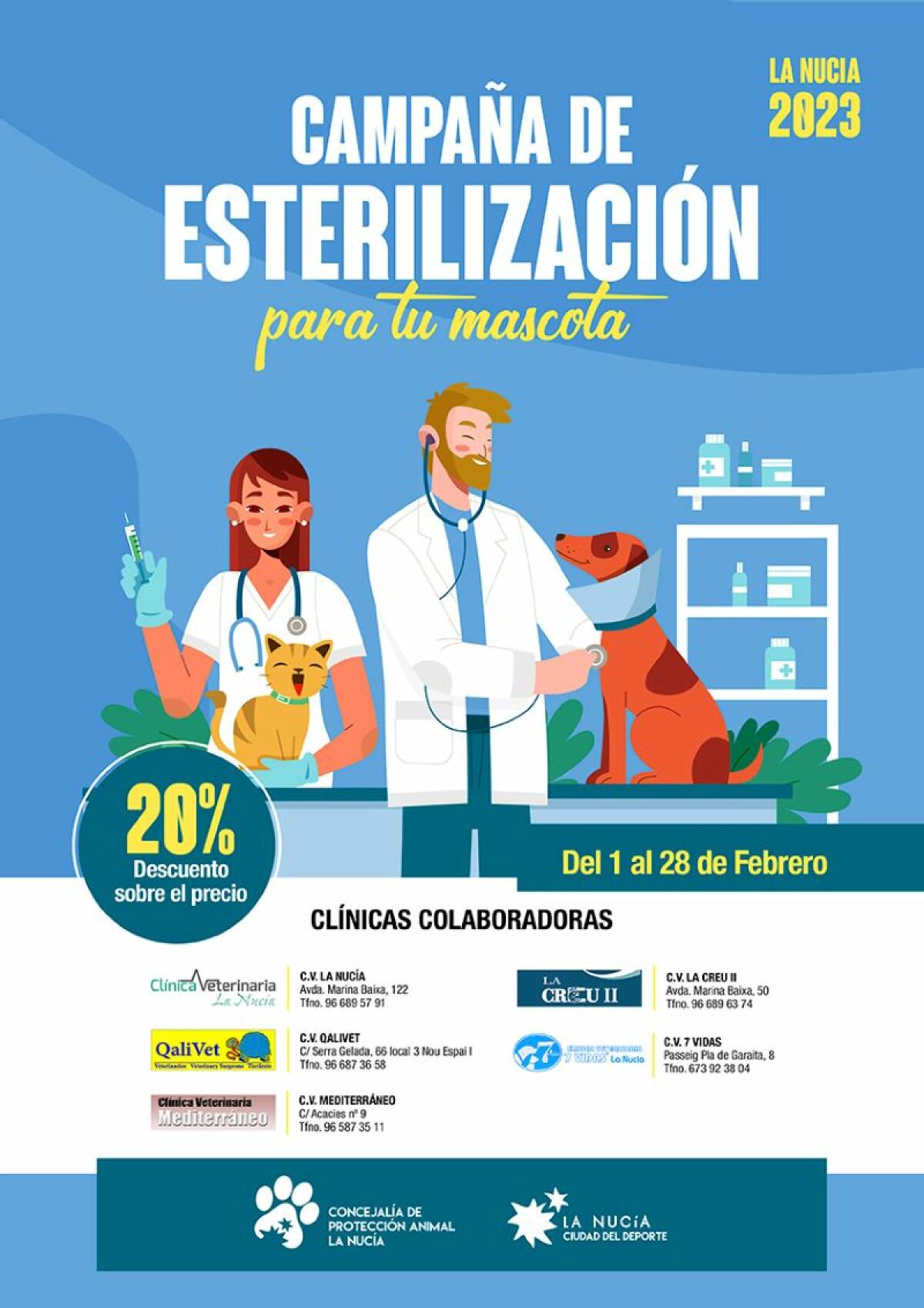 La Campaña de Esterilización de mascotas particulares arranca el 1 de febrero