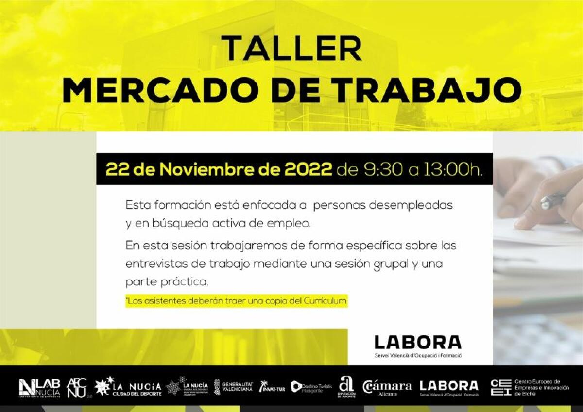 Mañana “Taller Mercado de Trabajo 2022” en el Lab_Nucia