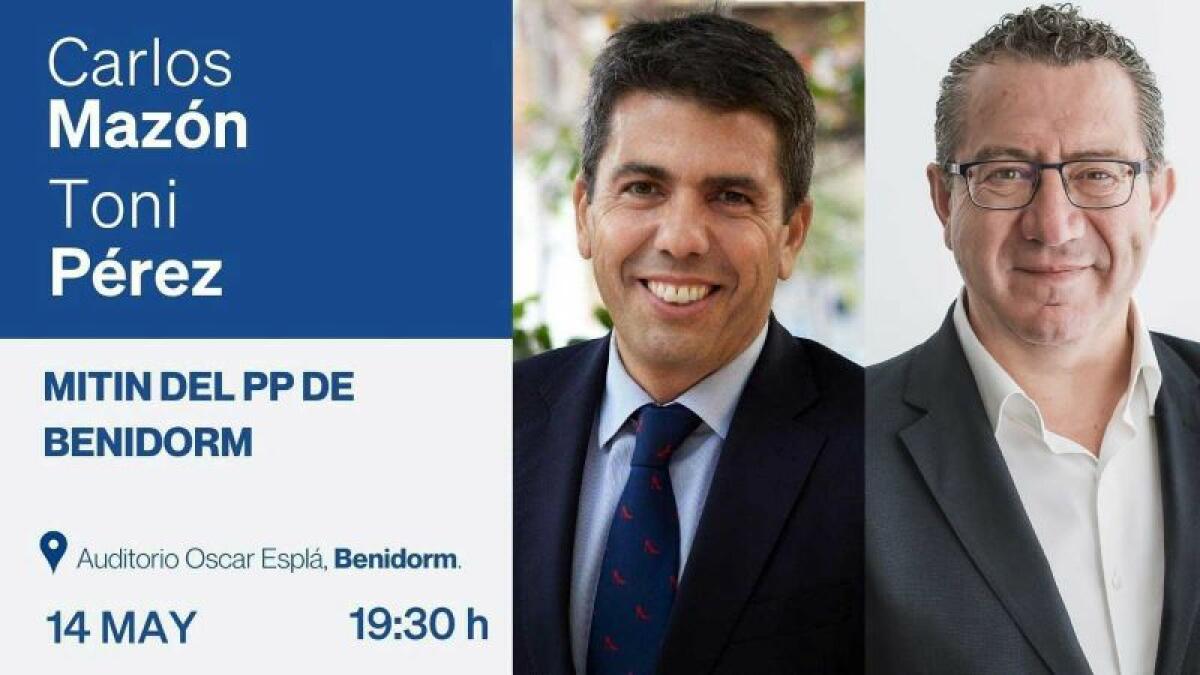 Toni Pérez y Carlos Mazón, mitin conjunto en el Óscar Esplá de Benidorm