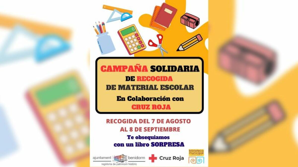 La red de bibliotecas de Benidorm y Cruz Roja inician una campaña de recogida de material escolar 