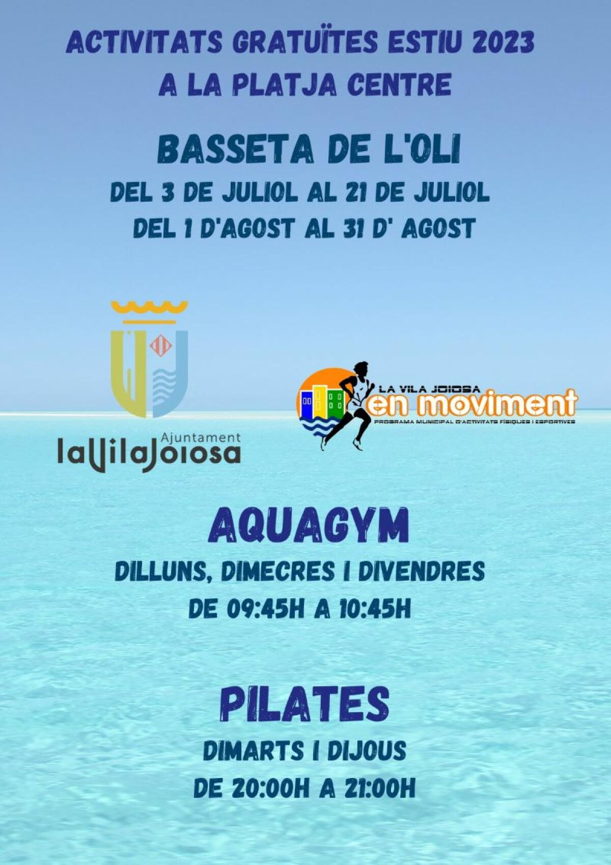 Empiezan las clases gratuitas de aquagym y pilates en la playa centro de la Vila Joiosa