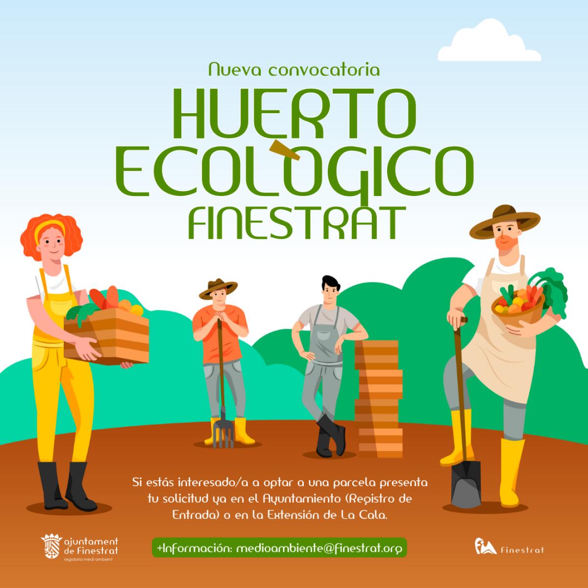 NUEVA CONVOCATORIA DE PARCELAS DE HUERTOS ECOLÓGICOS EN FINESTRAT