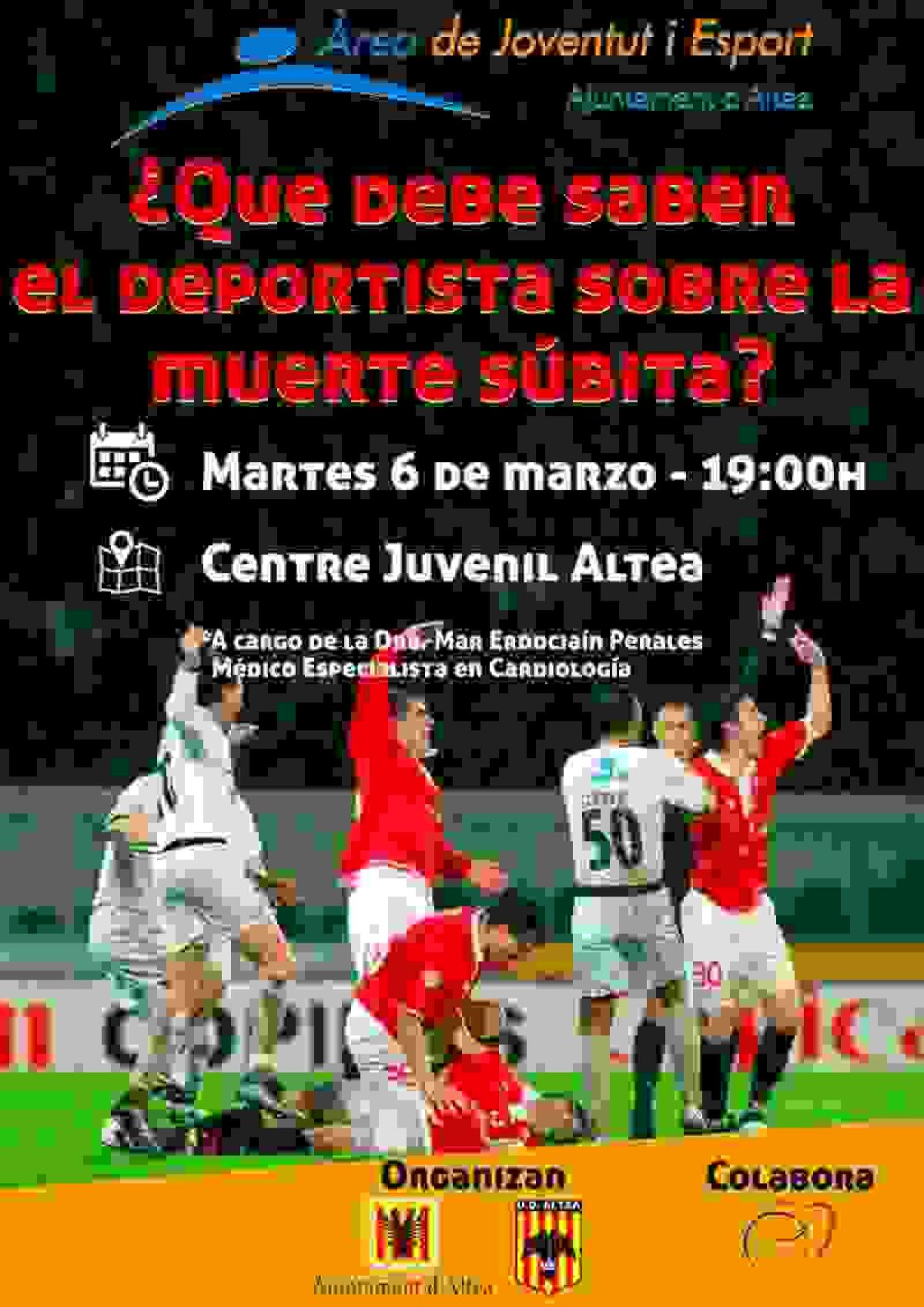 Altea &middot; Deportes organiza una charla informativa sobre la muerte s&uacute;bita