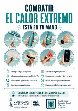  La Concejal&iacute;a de Sanidad de Altea recuerda las medidas b&aacute;sicas para prevenir los efectos  del calor extremo