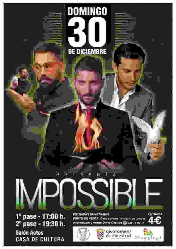 La Concejal&iacute;a de Juventud de Finestrat organiza el espect&aacute;culo de magia &ldquo;Impossible&rdquo; para el domingo 30 de diciembre