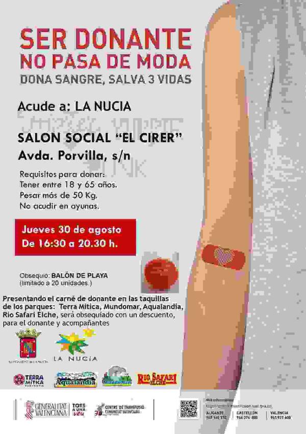 La Nuc&iacute;a &middot; El jueves, donaci&oacute;n de Sangre en el sal&oacute;n social &ldquo;el Cirer&rdquo; 