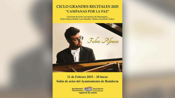 El pianista Fabio Afune protagoniza este viernes el Ciclo de Grandes Recitales en Benidorm