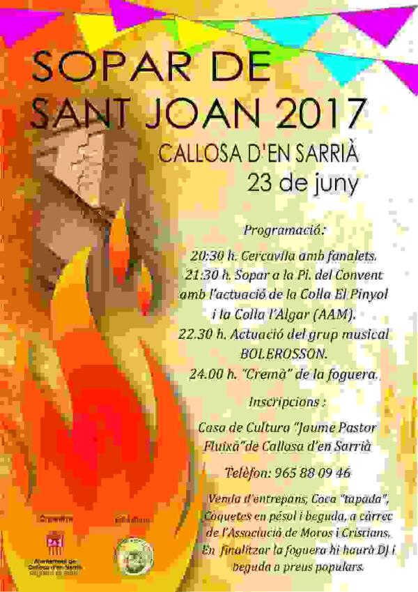 Callosa d&rsquo;en Sarri&agrave; se prepara para celebrar el tradicional &lsquo;Sopar de Sant Joan&rsquo; con diversas actuaciones musicales