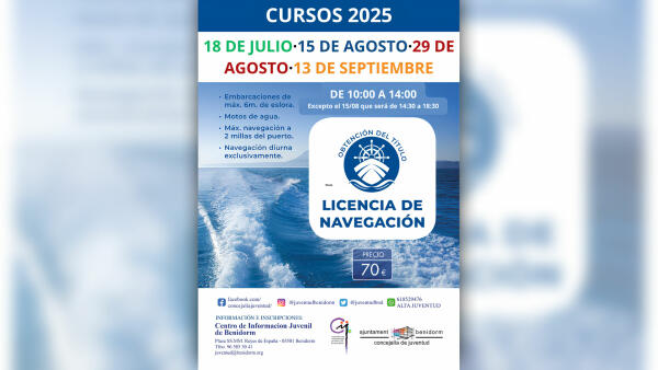 Juventud organiza cuatro cursos para obtener la licencia de navegación y de motos acuáticas