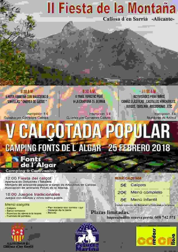 Callosa d&rsquo;en Sarri&agrave; celebra el 25 de febrero la II Fiesta de la Monta&ntilde;a y la V Cal&ccedil;otada Popular 