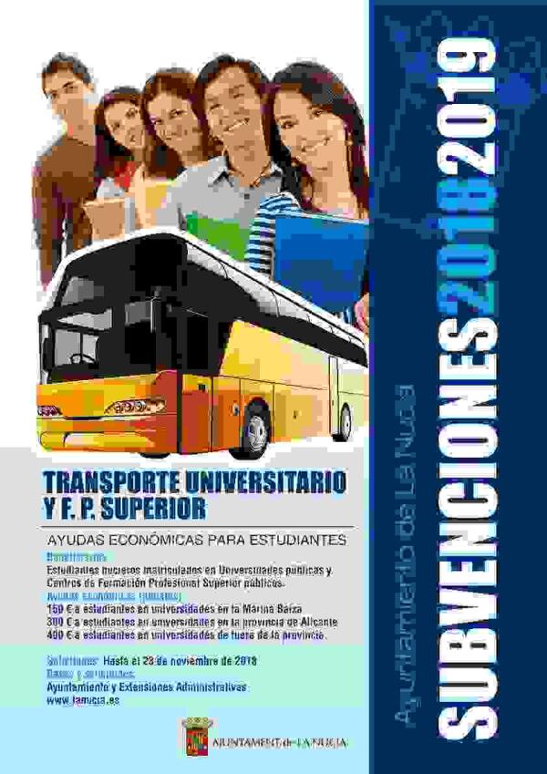 &Uacute;ltimos d&iacute;as para solicitar la subvenci&oacute;n de Transporte Universitario y FP Superior en La Nuc&iacute;a