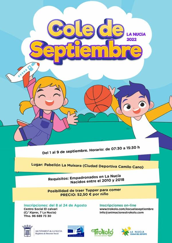 Abiertas las inscripciones para el Cole de Septiembre 