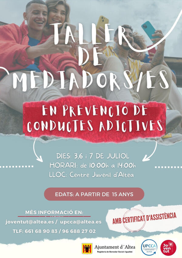 Bienestar Social, UPCCA y Juventud ponen en marcha un taller de mediadores y mediadoras en prevención de conductas adictivas